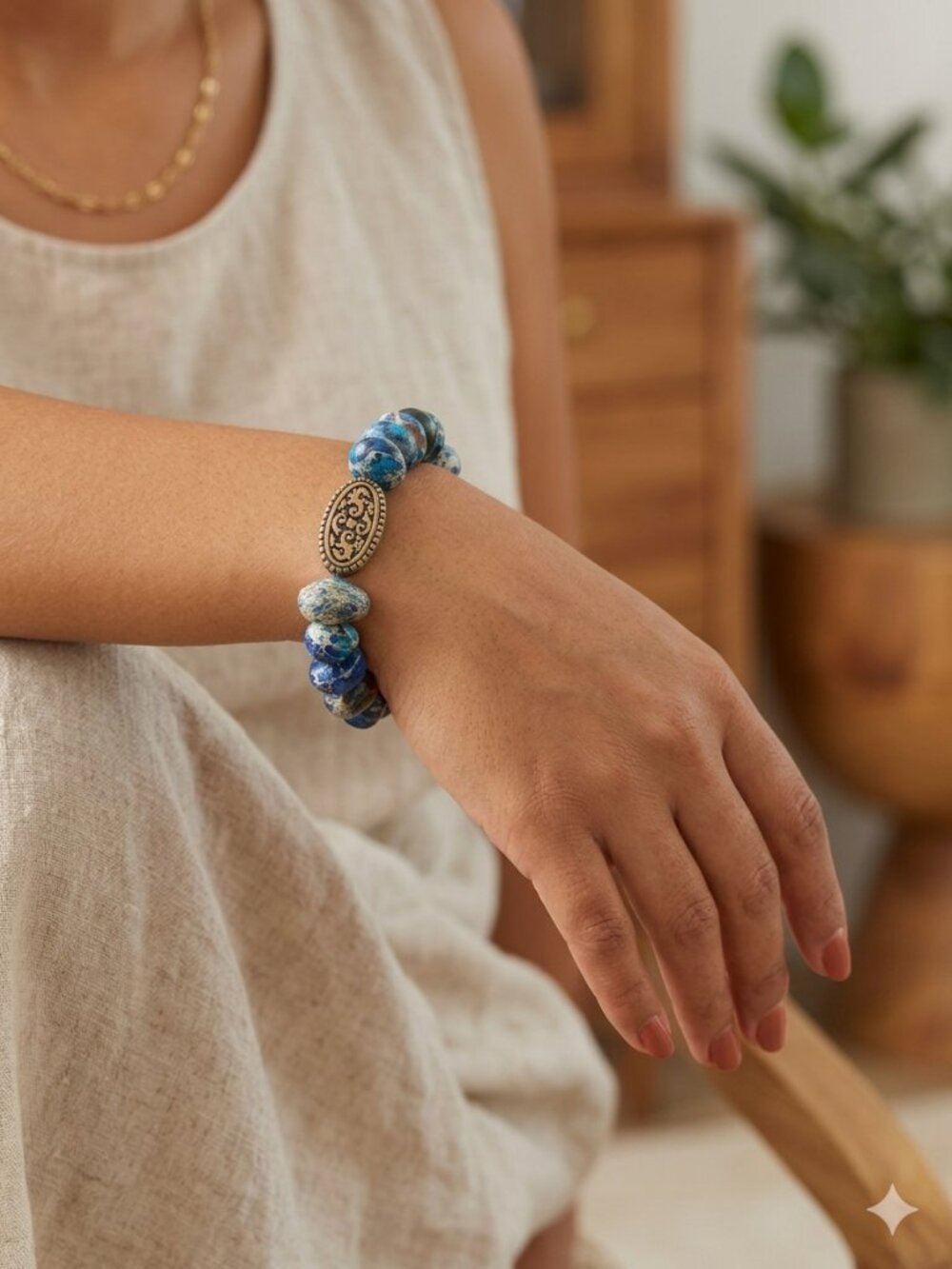 Designs by Forte Artisan Blue Jasper Stretch Bracelet